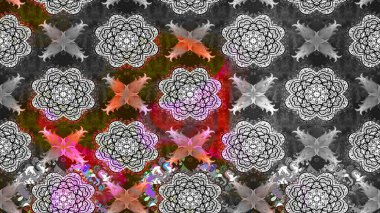 Raster illüstrasyonundaki çiçek desenli çizim. Gri ve kahverengi renkte çiçekler.