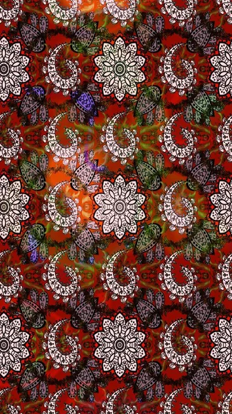 Çiçekli karalama şeklinde Raster çiçek deseni. Nazik, narin çiçek arkaplanı. Kahverengi ve kırmızı renkte çiçekler.