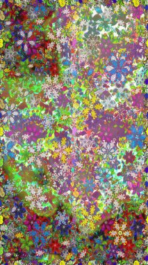 Raster illüstrasyonu. Çiçeksiz arka plan. Şatafatlı bahar bahçesi dokusu. Çiçek deseni.