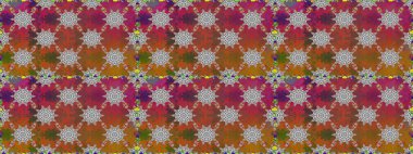 Raster illüstrasyonu. Düz Çiçek Elementleri Tasarımı. Renkli Bahar Temalı Kusursuz Arkaplan. Çiçekli, suluboya desenli kusursuz çiçek deseni. Kahverengi renkte çiçekler.