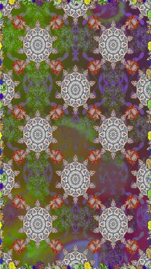 Raster illüstrasyonunda kusursuz çiçek deseni. Suluboya tarzında gri renkte çiçekler.