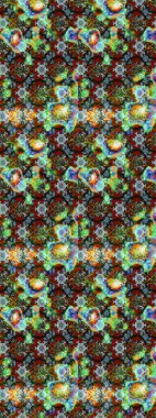 Retro tekstil tasarım koleksiyonu. 1950-1960 motifleri. El çizimi çiçek unsurları olan soyut çizim raster deseni. Çiçekli ipek eşarp. Yeşil ve mavi, yeşil ve mavi.