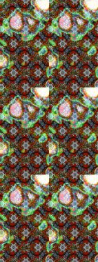 Çiçek desenli eskiz. Gömlek baskısı için çiçek boyası. Kahverengi ve yeşil renkte çiçekler.