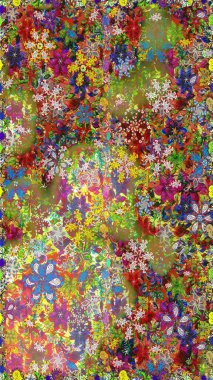 Tatil havası. Bahar mevsimi. Kahverengi ve yeşil renkli çiçekler. Raster dikişsiz şirin çiçek deseni. Nazik romantik baskı.