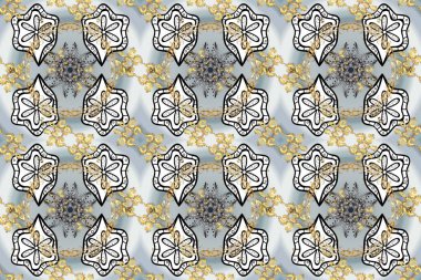 Kusursuz klasik raster altın desenli. Klasik klasik klasik arka plan. Geleneksel oryantasyon süsü. Altın desenli gri, beyaz ve bej renklerde altın elementlerle.