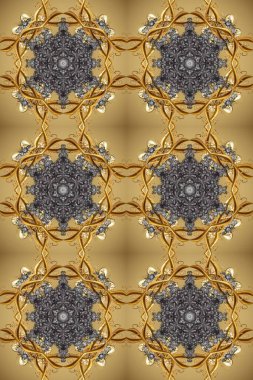 Bej, gri ve kahverengi renklerde klasik, klasik, kusursuz desenler. Barok tarzında kusursuz bir doğulu süsü..