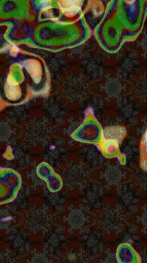 Raster illüstrasyonu. Gri renklere karalamalar çizilmiş çiçek deseni.