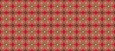 Raster oryantal süs. Altın desenli kırmızı, kahverengi ve beyaz altın elementler. Kusursuz altın desen.