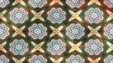 Çiçekli karalama şeklinde Raster çiçek deseni. Tarafsız ve yeşil renklerde yaz çiçekleri. Raster illüstrasyonu.