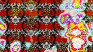 Renkli Bahar Teması eskiz kalıbı. Gri ve kırmızı renkte çiçekler. Çiçek desenli eskiz. Düz Çiçek Elementleri Tasarım Raster illüstrasyonu.