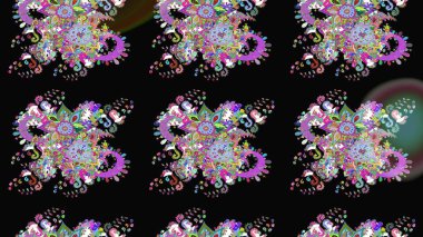 Siyah ve yeşil renkli çiçekler. Elle çizilmiş sonbahar çiçeği deseni. Tekstil ve kapak tasarımı için mükemmel. Renkli siyah ve yeşil çizim deseni. Doodle tarzı.