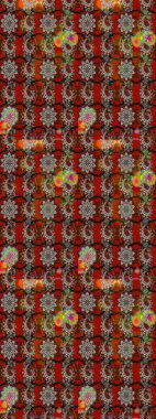 Miles Fleur, süslü püslü bir süs. Kumaş, tekstil, duvar kağıdı baskısı için. Tomurcukları papatya çiçekleri olan sevimli bir çiçek deseni. Eski usul. Raster illüstrasyonu. Taslak arkaplan.