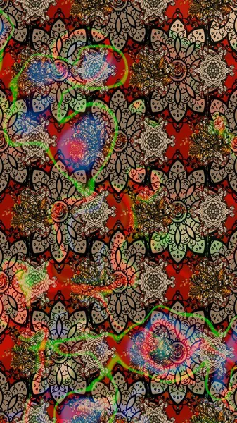 Arkaplan dokusu, duvar kağıdı, kahverengi ve bej renkli çiçek teması. Kabile sanatı boho baskısı, klasik çiçek arkaplanı. Soyut etnik raster çizim kalıbı.