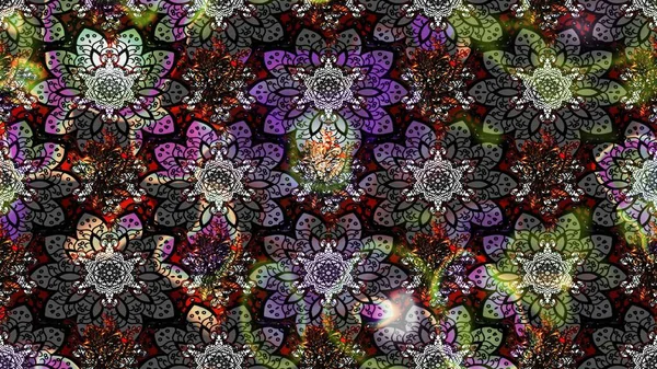 Raster illüstrasyonu. Çizim çiçek deseni duvar kâğıdı olarak kullanılabilir. Gri ve siyah renkte çiçekler.