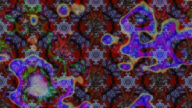 Renkli Bahar Teması eskiz kalıbı. Şirin çiçek elementleri. Raster illüstrasyonu. Taslak desenli, modaya uygun kumaş deseni. Düz Çiçek Elementleri Tasarımı.