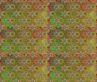 Düz Çiçek Elementleri Tasarımı. Kahverengi ve yeşil renkli çiçekler. Çiçekli, suluboya desenli kusursuz çiçek deseni. Renkli Bahar Temalı Kusursuz Arkaplan. Raster illüstrasyonu.