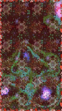 Düz Çiçek Elementleri Tasarımı. Güzel kumaş deseni. Karalama çiçeği. Raster illüstrasyonu. Zentangle soyut çiçekleri. Renkli Bahar Teması Kusursuz Arkaplan.