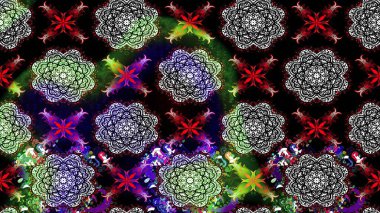 Parmak izi, kumaş, duvar kâğıdı, tekstil için raster dokusu. Nakış desenli çiçek deseni. Renkli grunge, koyu renkli çiçeklerle soyut arkaplanı zenginleştirir.