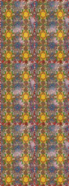 Renkli grunge, soyut arka planda colokahverengi ve nötr çiçeklerle gelişir. Nakış desenli çiçek deseni. İzler, kumaş, duvar kağıtları, tekstil için raster dokusu.