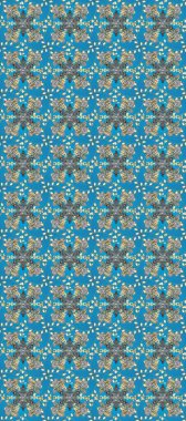 Golden pattern on blue, gray and beige colors with golden elements. Seamless golden pattern. Raster oriental ornament.