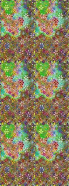 Raster illüstrasyonu. Yeşil ve kahverengi renklere karalamalar çizen kusursuz çiçek deseni.