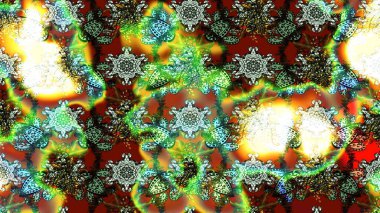 Çiçek desenli raster, yeşil ve nötr çizgi grafik desenli soyut raster arkaplan. Modern stil dokusu.