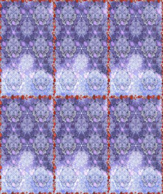 Vadinin çiçekleri mor ve nötr renklerde. Çiçeksiz desenlerin çizimi.