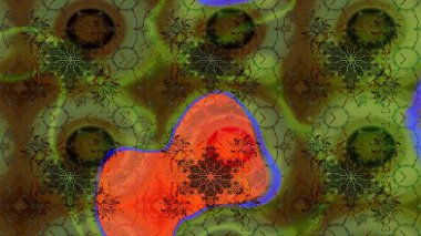 Raster illüstrasyonundaki çiçek desenli çizim. Yeşil renkte çiçekler.