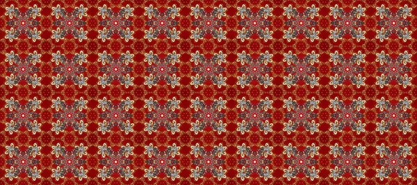 Altın elementlerle kırmızı, kahverengi ve gri renklerde kusursuz desen. Kusursuz altın desen. Raster doğulu süsü.