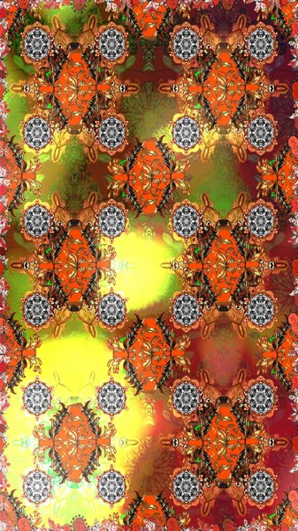 Çiçek çelengi. Eski moda arka plan. Kıvırcık, parlak örgü. Güzel, parlak, pürüzsüz kumaş, tuval. Şablon, pürüzsüz, çiçekli kenar. Raster illüstrasyonu.