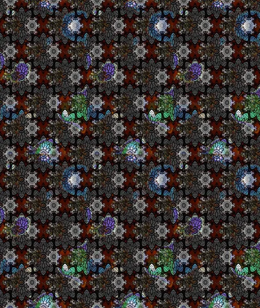 Siyah renkli çiçekler. Renkli Bahar Teması eskiz kalıbı. Sevimli çiçek raster deseni. Düz Çiçek Elementleri Tasarımı.