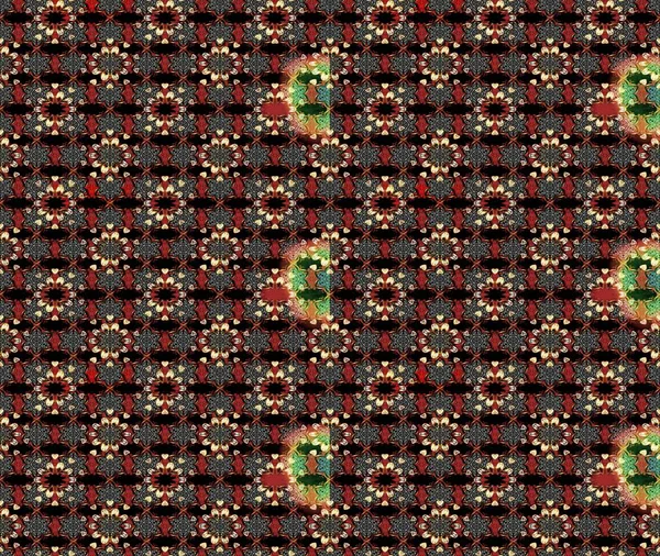 Renkli Bahar Teması eskiz kalıbı. Siyah ve kahverengi renkte çiçekler. Düz Çiçek Elementleri Tasarımı. Raster illüstrasyonunda çiçek deseni çizimi.