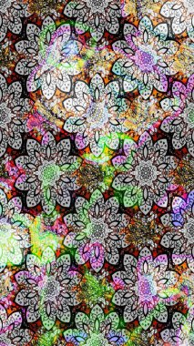 Sketch Floral Pattern in Raster illustration. Colour Summer Theme sketch pattern Background. Flat Flower Elements Design. Flowers on gray and neutral colors.