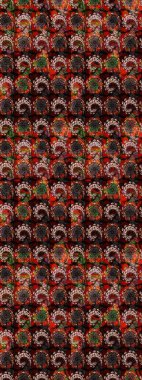 Çiçekli karalama şeklinde Raster çiçek deseni. Kahverengi ve siyah renklerde yaz çiçekleri. Raster illüstrasyonu.