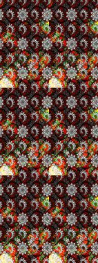 Eski moda arka plan. Desen, çizim, çiçek sınırı. Kıvırcık, parlak örgü. Güzel, parlak, pürüzsüz kumaş, tuval. Çiçek çelengi. Raster illüstrasyonu.