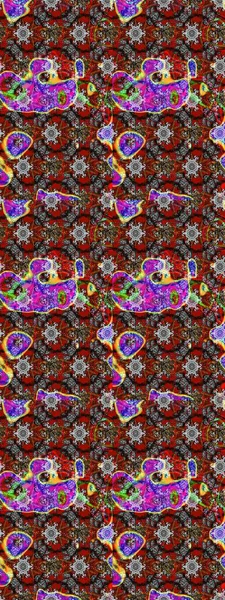 Raster illüstrasyonu. Çiçek desenli çizim. Gri ve kahverengi renkli çiçekler. Asya tekstil tarzında. Raster illüstrasyonu.