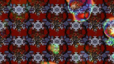 Kırmızı ve kahverengi renkte çiçekler. Raster illüstrasyonunda çiçek deseni çizimi.