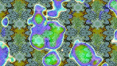 Nazik romantik baskı. Tatil havası. Raster güzel bir çiçek deseni çizmiş. Yeşil ve mavi renkte çiçekler. Bahar mevsimi.