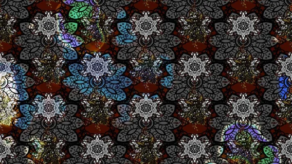 Siyah renkli çiçekler. Raster illüstrasyonunda çiçek deseni çizimi.