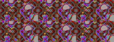 3D çiçekler, eskiz. Raster illüstrasyonu. Gri ve kahverengi renklerde.