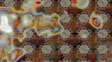 Çiçek desenli raster, kahverengi ve gri çizgi grafik desenli soyut raster arkaplan. Modern stil dokusu.