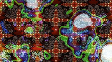 Raster Güzel kumaş deseni. Raster suluboya deseni, narin çiçekler, kahverengi ve siyah çiçekler, tebrik kartı şablonu..