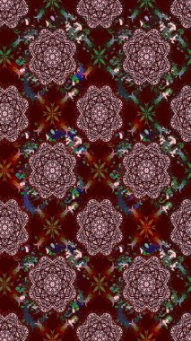 Kızılderili desenli desenli desenli şal deseni. Etnik Mandala süsü. Raster Henna dövme stili. Tekstil, tebrik kartı, boyama kitabı, telefon kılıfı baskısı için kullanılabilir.