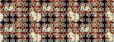 Siyah ve nötr renklerde çiçekler. Raster illüstrasyonunda çiçek deseni çizimi.