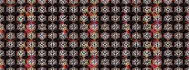 Siyah ve kahverengi renkte çiçekler. Renkli Yaz Temalı eskiz kalıbı. Sevimli çiçek raster deseni. Düz Çiçek Elementleri Tasarımı.