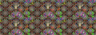 Gri ve nötr renkte çiçekler. Raster Illustrasyon 'daki Çiçek Deseni' nin son moda çizimi. Düz Çiçek Elementleri Tasarımı. Renkli Yaz Teması çizim şablonu.