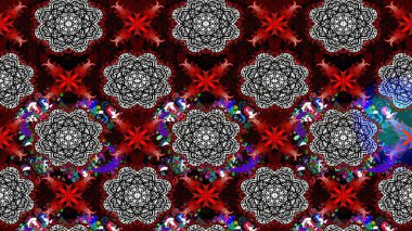 Raster Illustrasyon 'daki Çiçek Deseni' nin son moda çizimi. Kırmızı ve siyah renkte çiçekler. Renkli Yaz Temalı eskiz kalıbı. Düz Çiçek Elementleri Tasarımı.