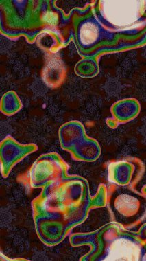 Raster illüstrasyonundaki çiçek desenli çizim. Renkli Bahar Teması eskiz kalıbı. Düz Çiçek Elementleri Tasarımı. Kahverengi ve yeşil renkte çiçekler.