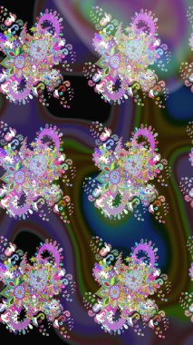 Küçük çiçekteki sevimli çiçek deseni. Mor ve kahverengi renkte çiçekler.