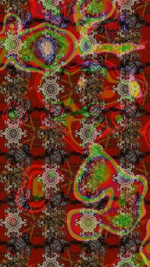 Kahverengi ve kırmızı renklerde. Raster illüstrasyonu. 3D çiçekler, çizim.